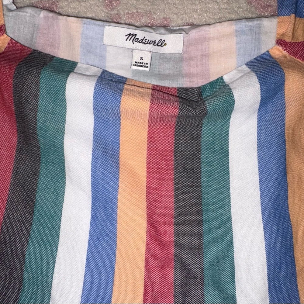 Madewell Multicolor Festival Stripe Square-Neck Mini Dress Women’s S - Picture 6 of 10